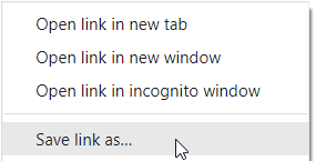 Chrome context menu - save link as