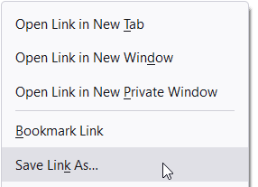 Firefox context menu - Save Link As Firefox context menu - Save Link As