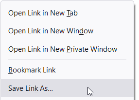 Firefox context menu - Save Link As