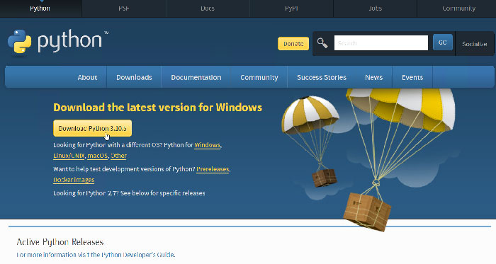 Python download from the Python official website