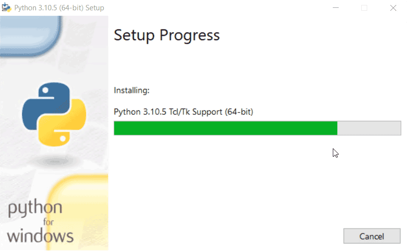 Python install progress