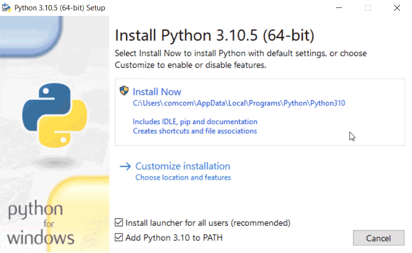 Python install - default installation