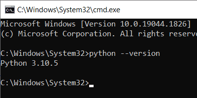 Python version in Windows command prompt