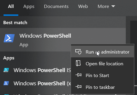 Windows PowerShell - Run as administrator