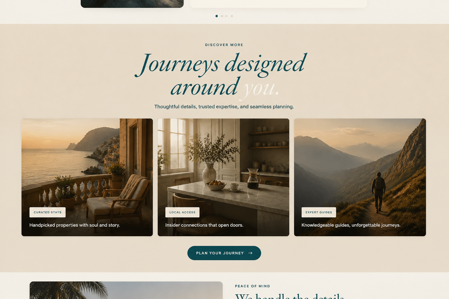 Travel features, Journeys designed around you.