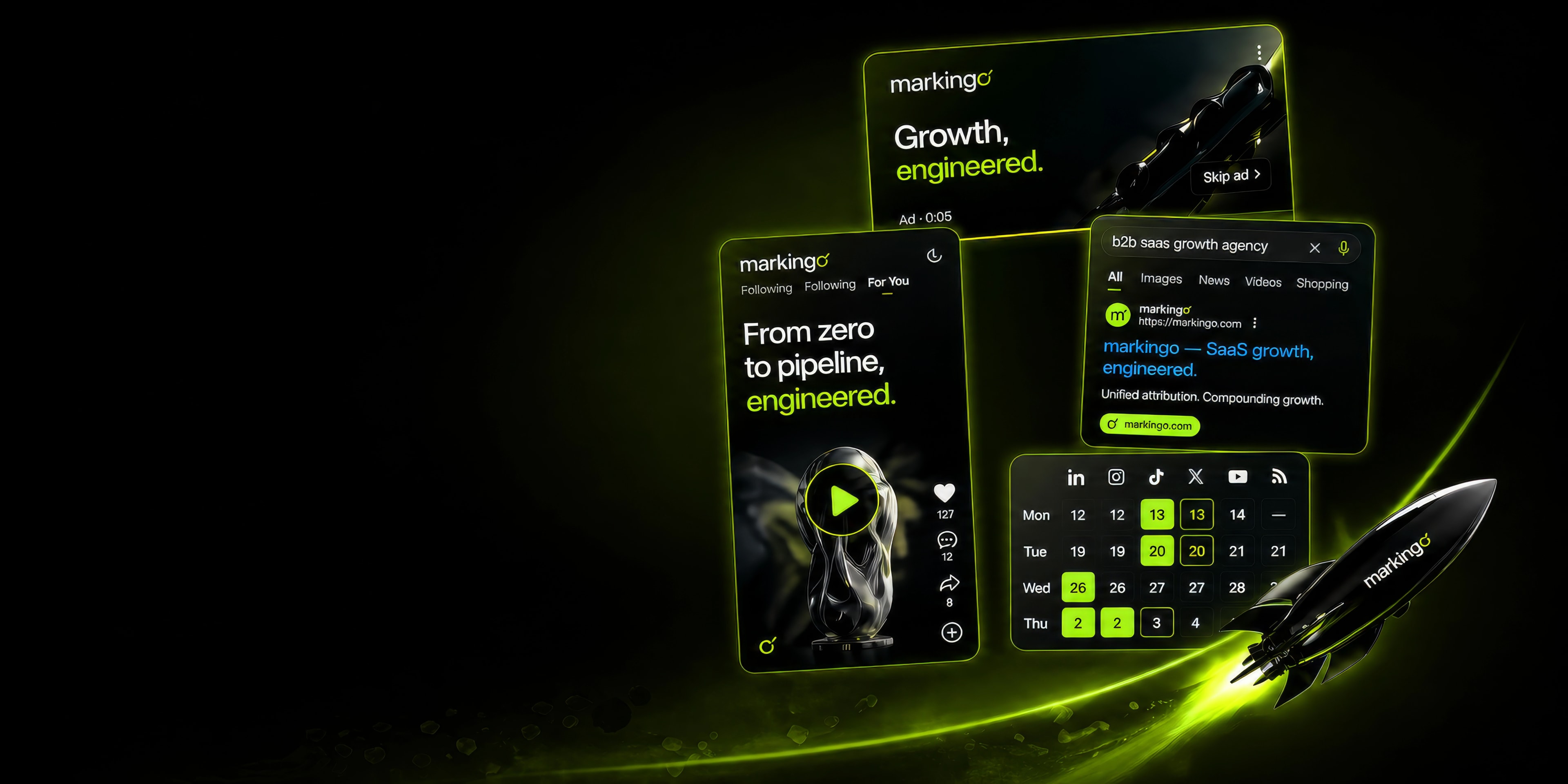 Ten Markingo engines arranged as one growth system