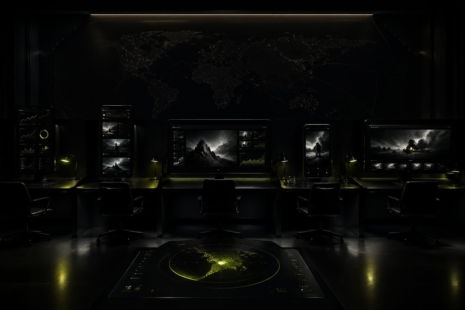 The paid war room: five platform benches running as one motion.