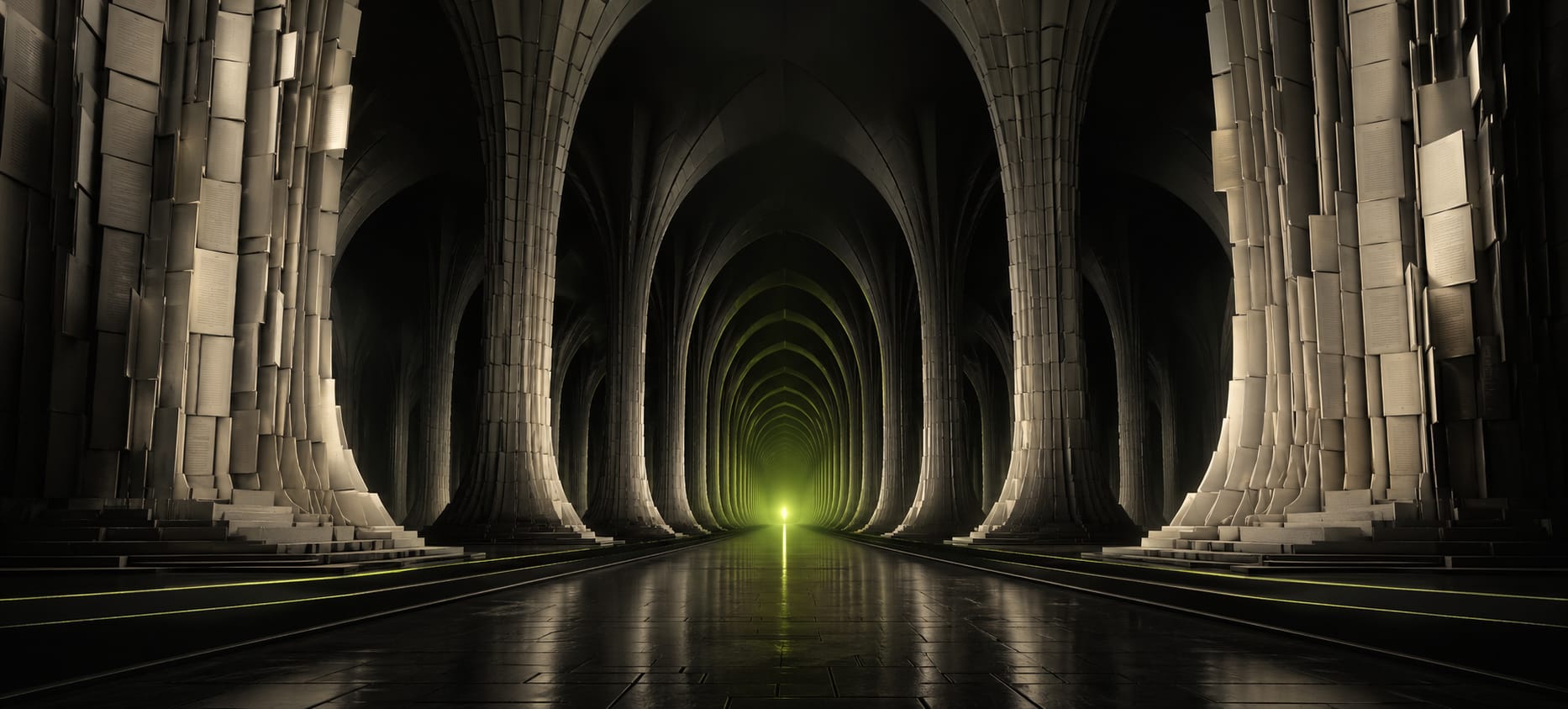 A cathedral of pages stretching into a horizon, every one indexable, every one earned.