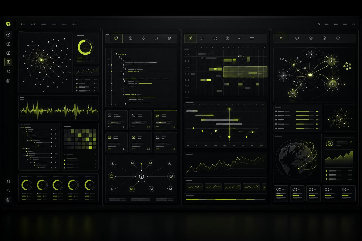 Four-station SEO + GEO operations console: technical, schema, content, surface monitoring.
