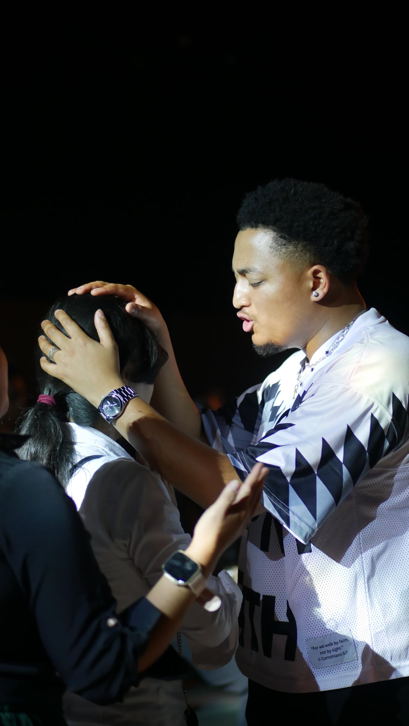 bali woman getting prayed for by Ps Cammie - missions trip