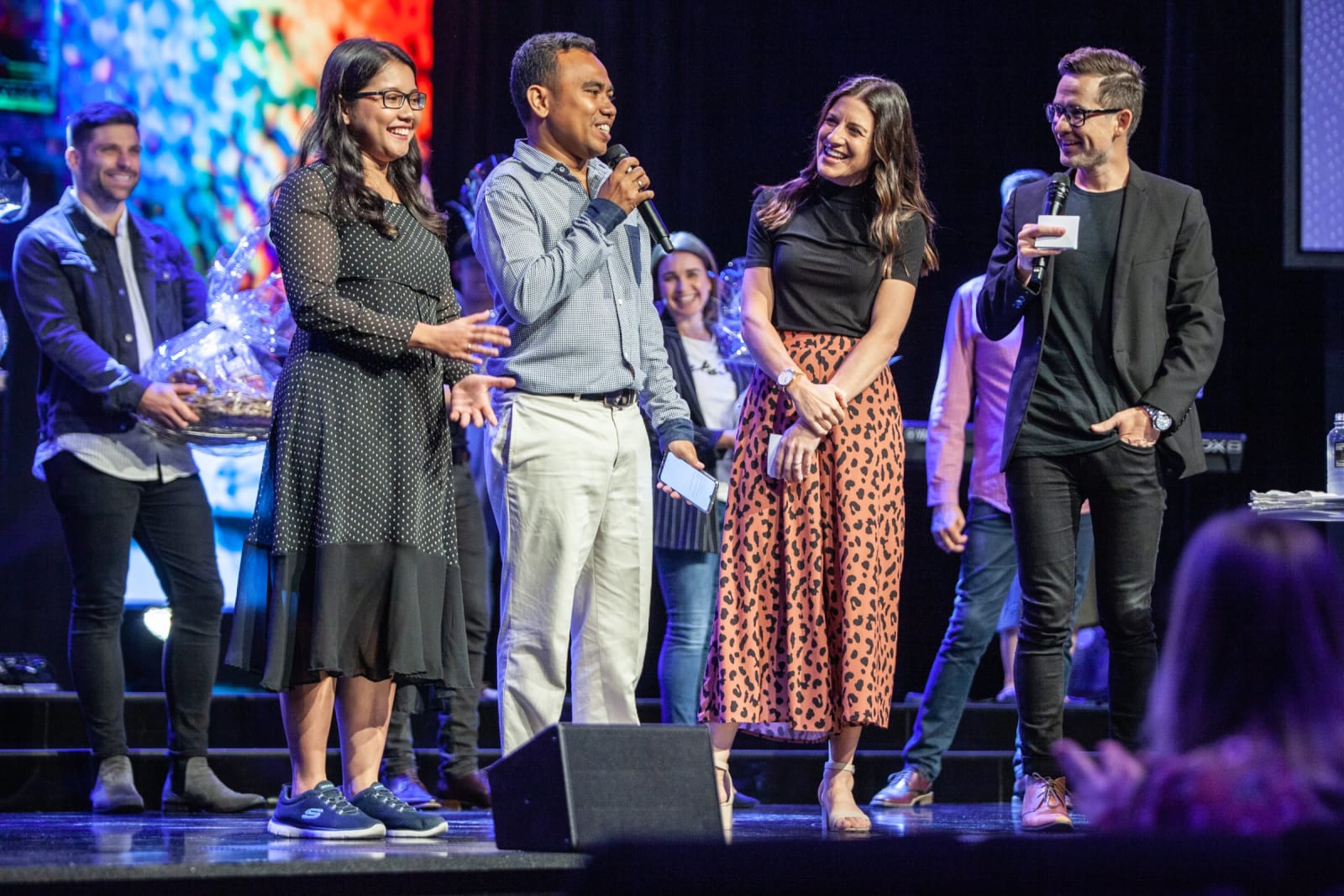 cemani campus pastors adi and lala preaching on stage with ps josh and sjhana