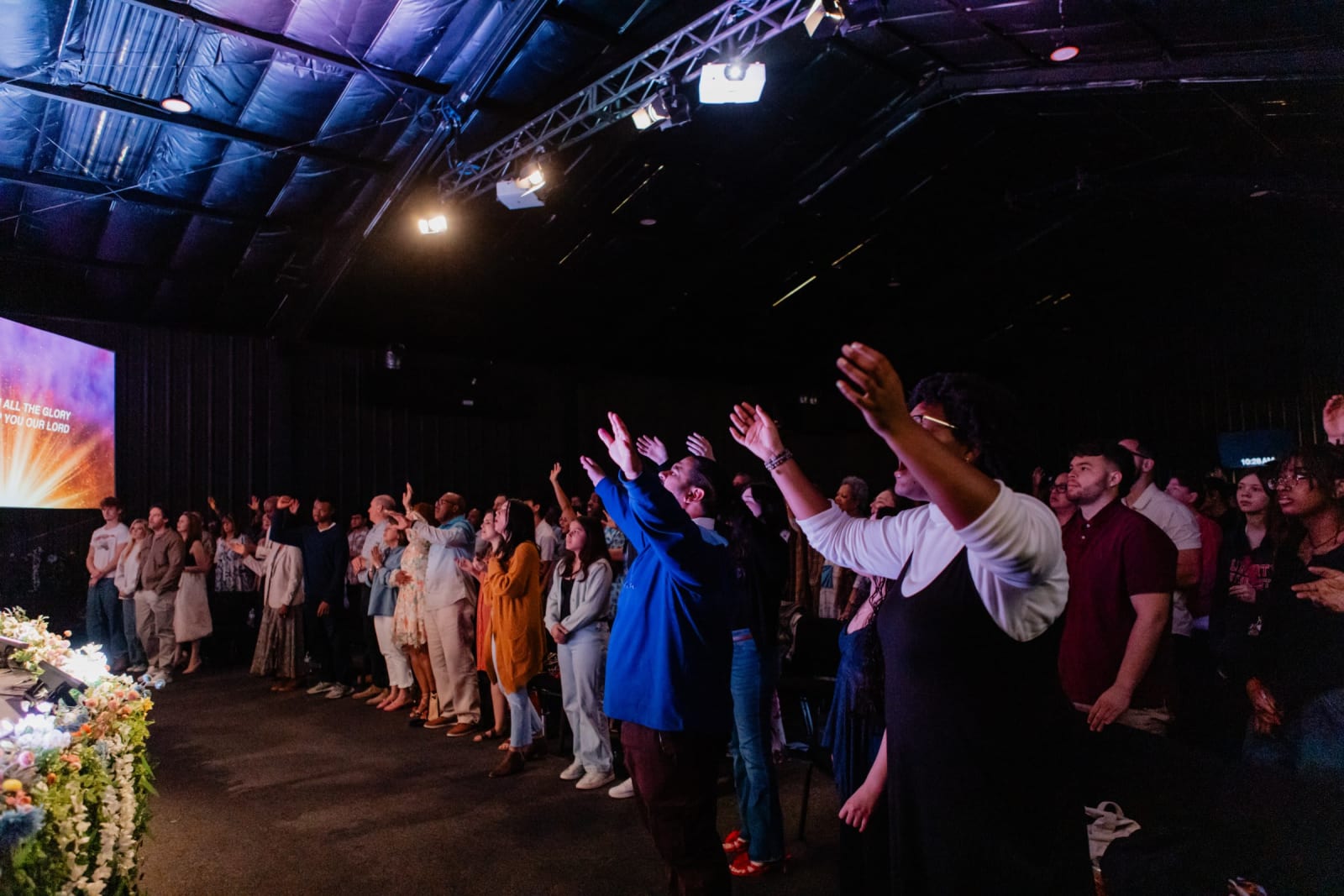 hands raised in worship / gwinnett auditorium