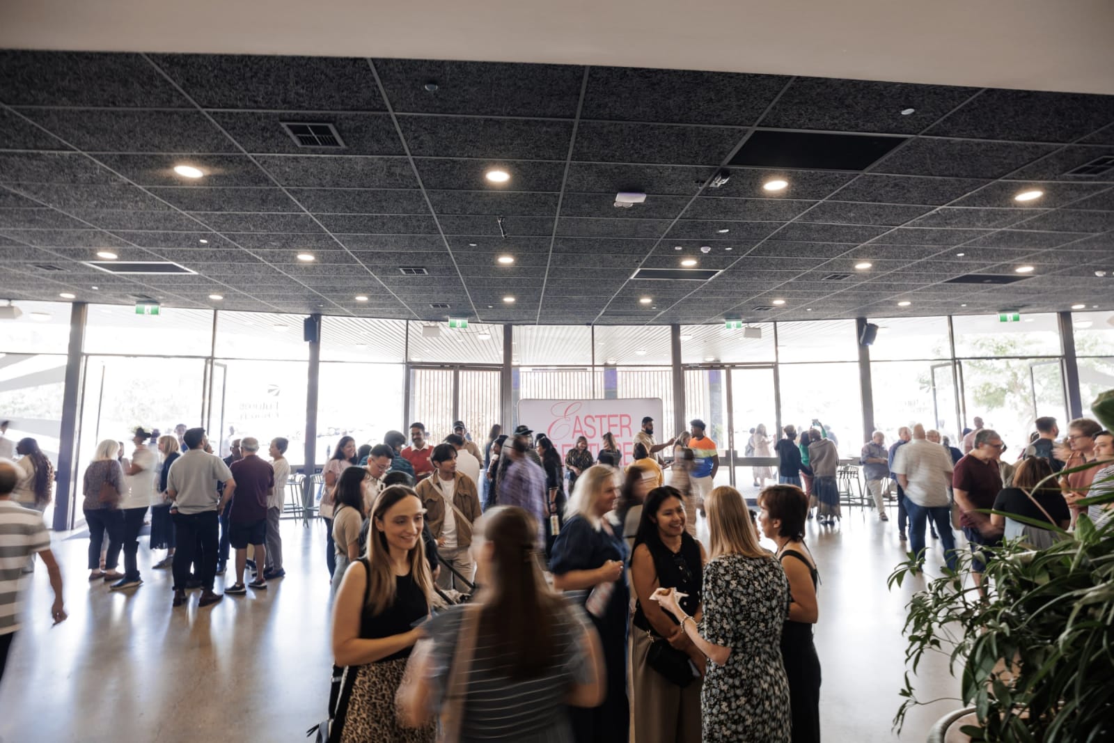 Foyer after a Sunday service / Futures Paradise