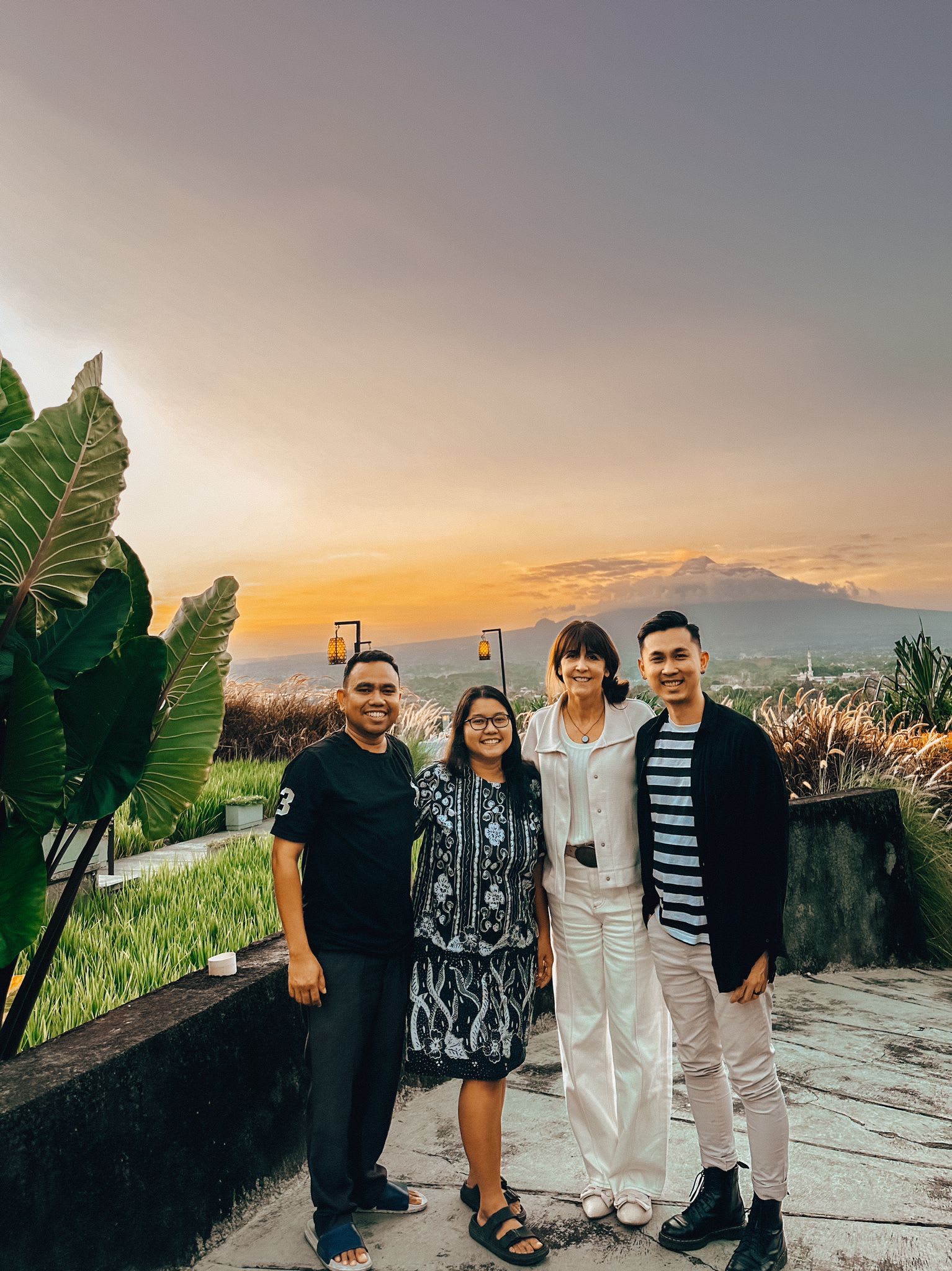 Solo campus Futures Church pastors and leaders at outdoor sunset gathering in Solo Indonesia