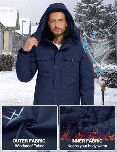 Vue 4 de Homme Manteau Dhiver Chaud