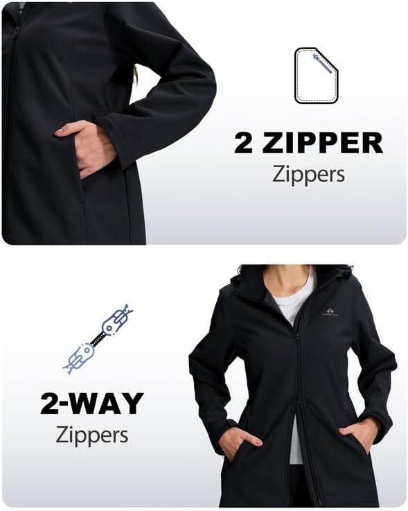 Vue 4 de Softshell Femme Longue Vestes