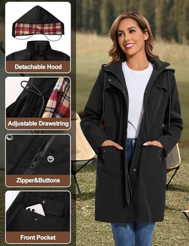 Vue 4 de Parka Impermeable Femme Longue