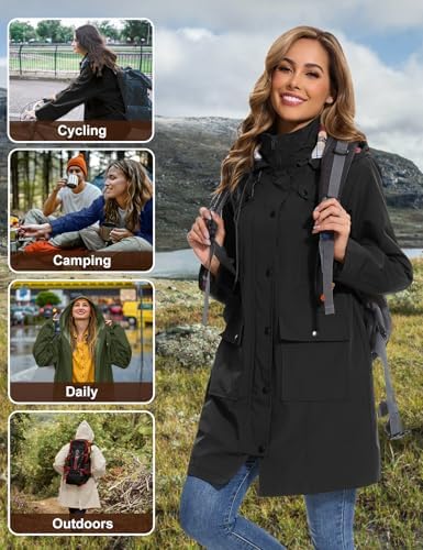 Vue 6 de Parka Impermeable Femme Longue