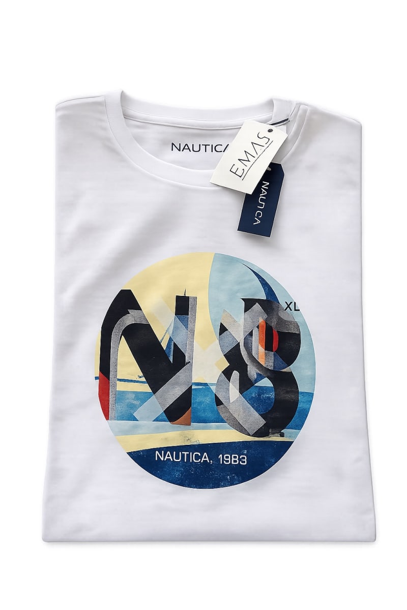 Playera blanca náutica 