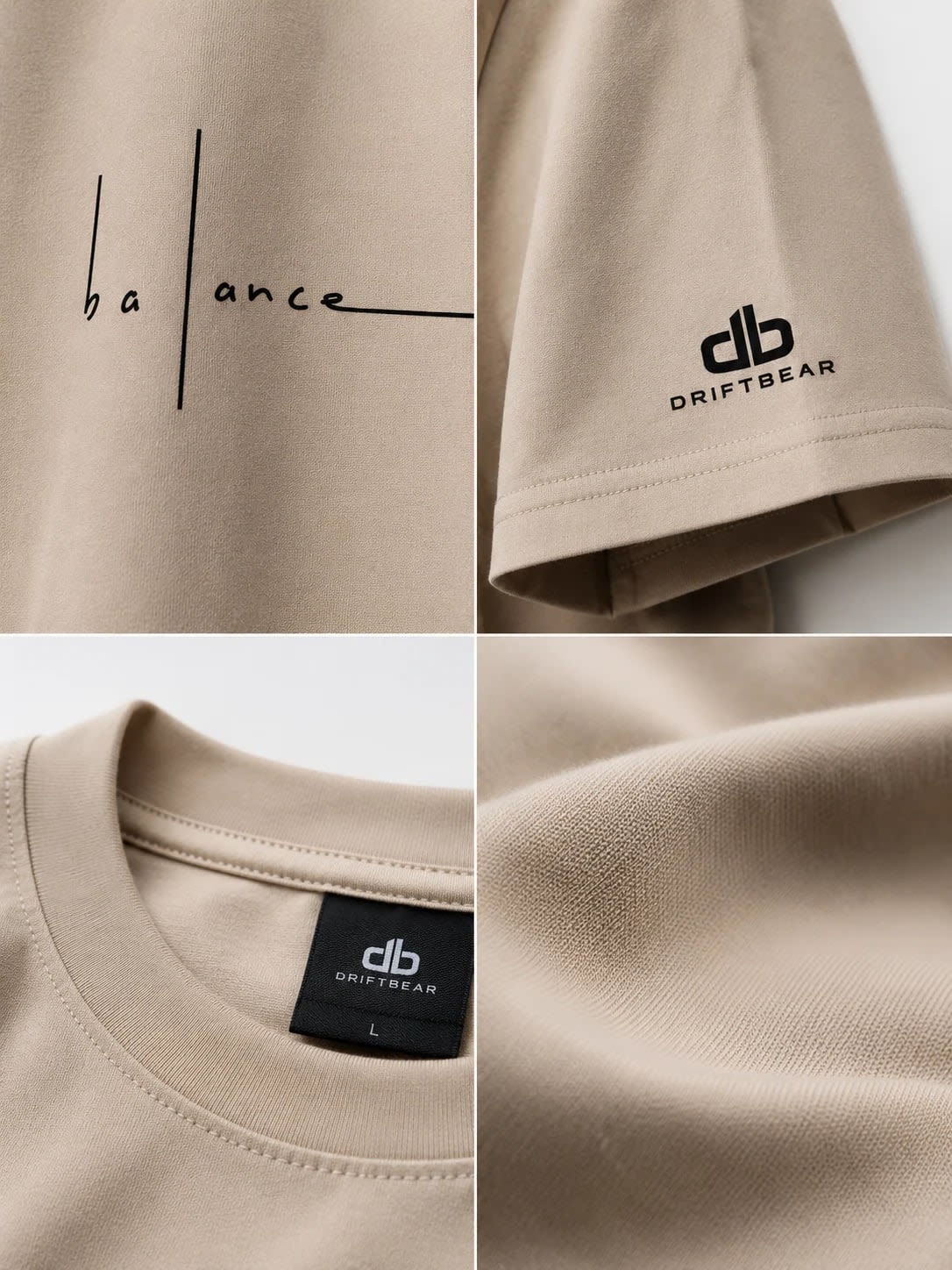 DriftBear Balance Oversized Tee – Sand Beige 2