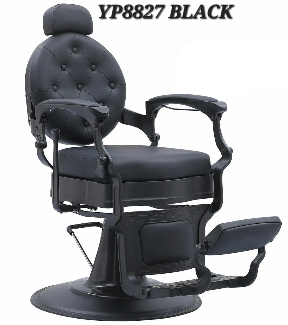 Fauteuil de Barbier Professionnel YP8827 Noir – Chaise de Coiffure Hydraulique Heavy Duty