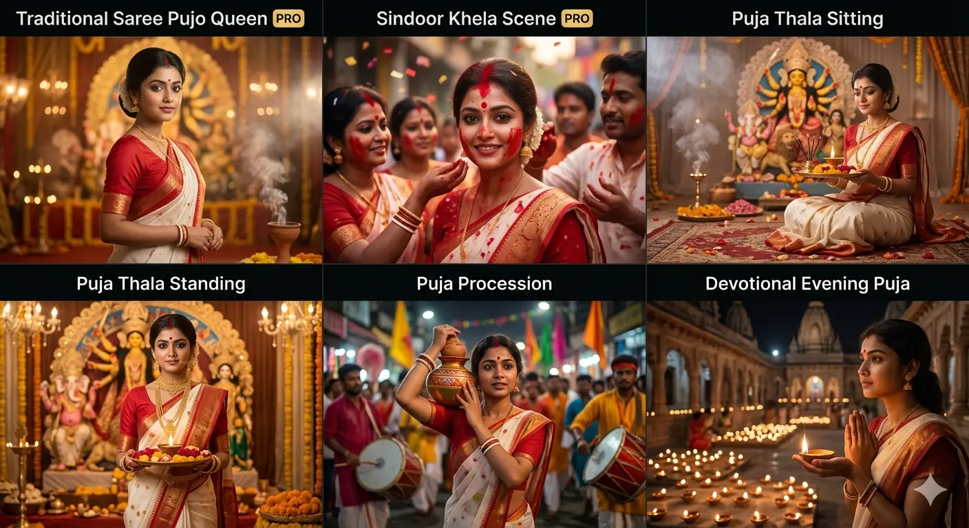 Traditional Durga Pujo Girls