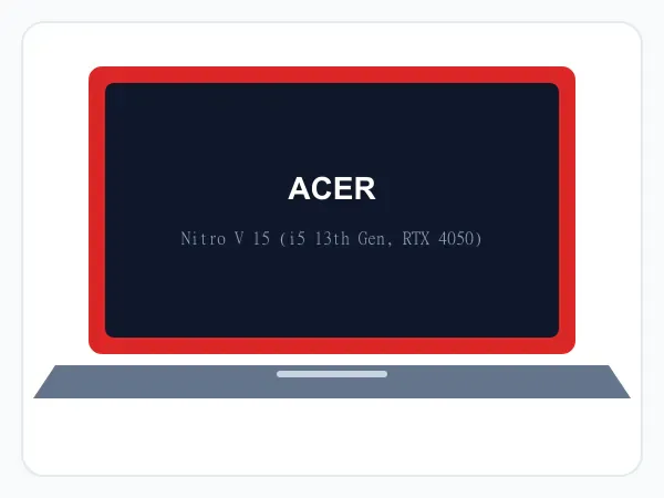 Acer Nitro V 15 Gaming Laptop, 13th Gen Intel Core i5-13420H, 6GB RTX 4050 (16GB DDR5, 512GB SSD) 144Hz FHD IPS, 15.6" Gaming Laptop