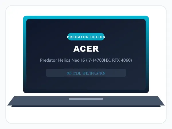Acer Predator Helios Neo 16, 14th Gen Intel Core i7-14700HX, 8GB RTX 4060 (16GB DDR5, 1TB SSD) 240Hz WQXGA 500 nits 100% DCI-P3, 16" Gaming Laptop, Abyssal Black