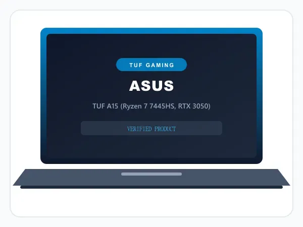 ASUS TUF Gaming A15, AMD Ryzen 7 7445HS, 4GB RTX 3050 (16GB RAM, 512GB SSD) 144Hz FHD 15.6" Gaming Laptop