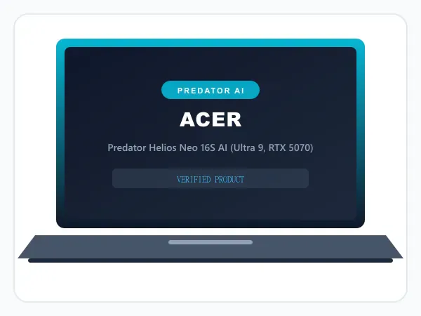 Acer Predator Helios Neo 16S AI, Intel Core Ultra 9 275HX Processor, 8GB RTX 5070 GDDR7 (32GB DDR5, 1TB SSD) 240Hz OLED Gaming Laptop