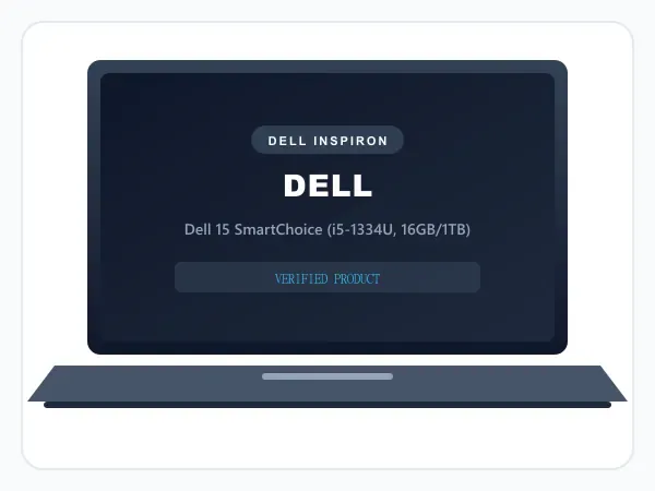 Dell 15 SmartChoice (Inspiron), 13th Gen Intel Core i5-1334U (16GB RAM, 1TB SSD) 15.6" FHD 120Hz Anti-Glare Display, Windows 11 + MS Office, Carbon Black