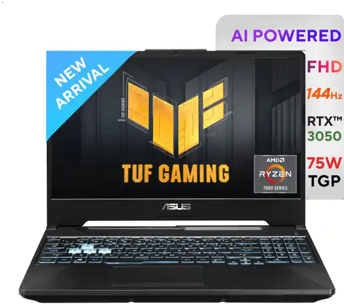 ASUS TUF Gaming A15 AMD Ryzen 5 Hexa Core 7535HS - (16 GB/512 GB SSD/Windows 11 Home/4 GB Graphics/NVIDIA GeForce RTX 3050/144 Hz/75 W) FA506NC-HN083W Gaming Laptop