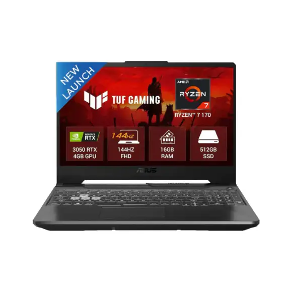 ASUS TUF Gaming A15 (2026) AMD Ryzen 7 170 - (16 GB/512 GB SSD/Windows 11 Home/4 GB Graphics/NVIDIA GeForce RTX 3050) FA506NCQ-HN006W Gaming Laptop