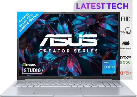 ASUS Vivobook 16X (2025) for Creator with Office 2024 + M365 Basic, Intel Core i5 12th Gen 12500H - (16 GB/512 GB SSD/Windows 11 Home/4 GB Graphics/NVIDIA GeForce RTX 2050/144 Hz) K3605ZF-RP458WS Gaming Laptop