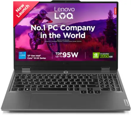 Lenovo LOQ Intel Core i5 12th Gen 12450HX - (12 GB/512 GB SSD/Windows 11 Home/4 GB Graphics/NVIDIA GeForce RTX 2050/144 Hz/65 W) LOQ 15IAX9D1 Gaming Laptop