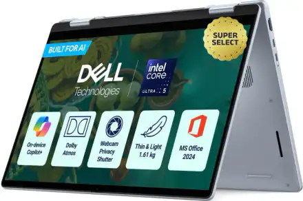 DELL 14 Next Gen AI PC Microsoft Office Home 2024 Intel Core Ultra 5 226V - (16 GB/512 GB SSD/Windows 11 Home) DB14250 / 14 Plus 2 in 1 DB04250 Thin and Light Laptop