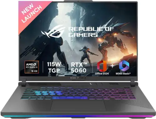 ASUS ROG Strix G16 (2025) with Office 2024 + M365 Basic* AMD Ryzen 9 16 Core 8940HX - (16 GB/1 TB SSD/Windows 11 Home/12 GB Graphics/NVIDIA GeForce RTX 5070 Ti/165 Hz/140 W) G614PR-RV032WS Gaming Laptop