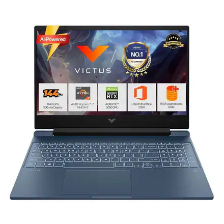 HP Smartchoice Victus, AMD Ryzen 7 7445HS, 6GB RTX 3050, 16GB DDR5(Upgradeable) 512GB SSD, 144Hz, 300 nits, 15.6''/39.6cm, Win 11, Office 24, Blue, 2.29kg, fb3134/20ax, Xbox Gamepass*, Gaming Laptop