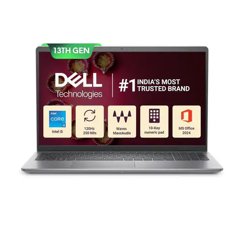 Dell 15, Intel Core 13th Gen i5-1334U, FHD, 15.6"/39.62cm, Windows 11, MSO'24, Grey, 1.66kg, Vostro 3530, (16GB DDR4, 512GB SSD) Anti-Glare FHD 15.6"/39.62cm, 12 Month McAfee, Thin &amp; Light Laptop