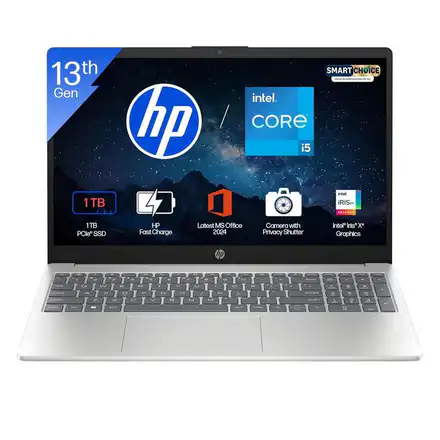 HP 15, 13th Gen Intel Core i5-1334U (16GB DDR4,512GB SSD) FHD, Anti-Glare,Micro-Edge, 15.6''/39.6cm, Win11, M365(1yr)* Office24, Silver,1.59kg, fd0467tu, Iris Xe, FHD Camera w/Shutter, Backlit Laptop