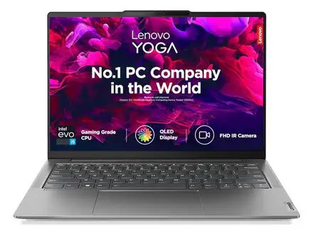 Lenovo Yoga Slim 6 13th Gen Intel Evo Core i5 13500H 14"(35.5cm) WUXGA-OLED 400Nits Laptop (16GB/512GB SSD/Windows 11/MS Office 2021/Backlit KB/Alexa/3 Month Game Pass/Storm Grey/1.3Kg), 83E00004IN