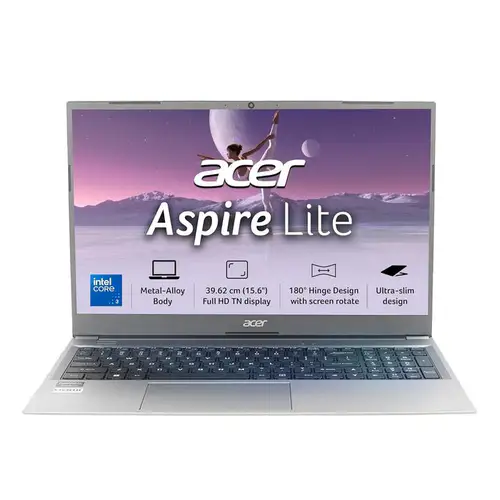 Acer Aspire Lite Intel Core i3/Core 3 14th Gen-100U Processor, Office 2024 + M365 Basic, 8GB RAM/256GB SSD, 15.6"/39.62 cm, FHD IPS Display,Win11Home, Steel Grey, 1.59Kg, AL15-53, Thin &amp; Light Laptop