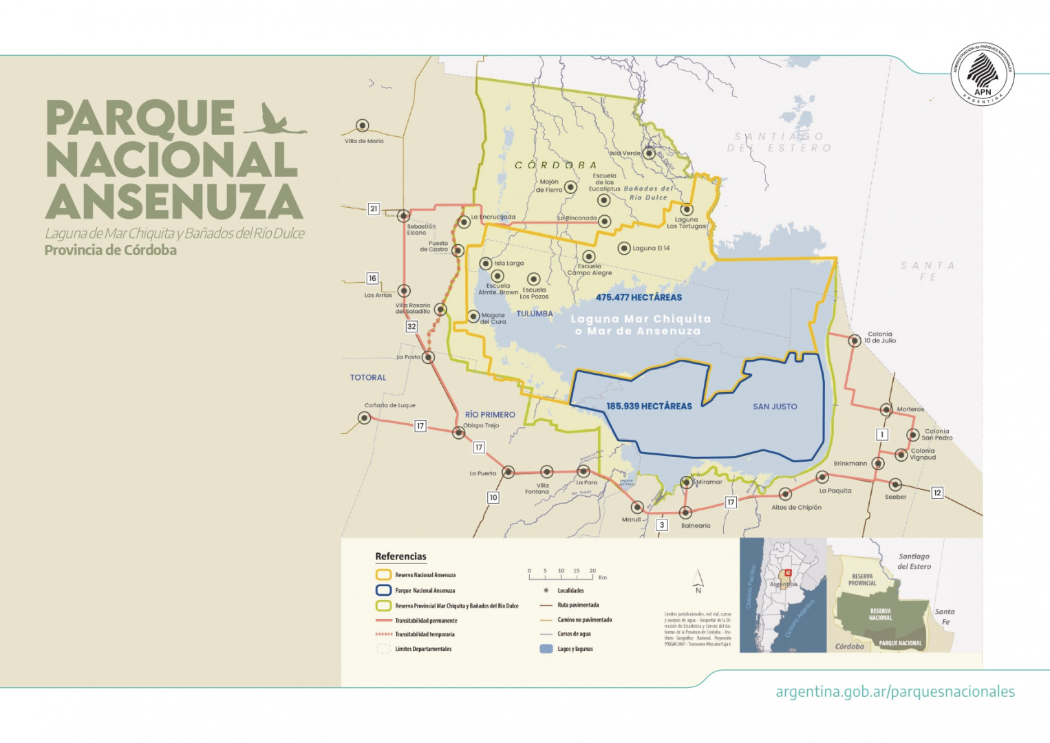 Vista panorámica del humedal del Parque Nacional Ansenuza