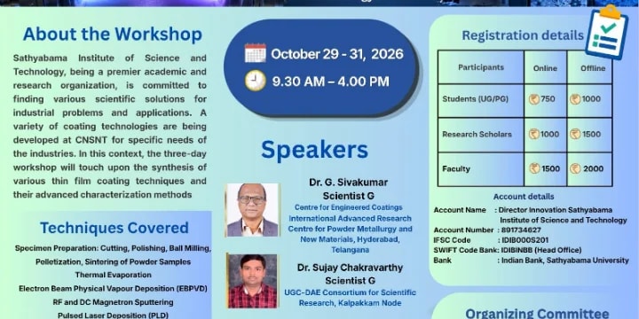 National Workshop on Coating Techniques and Characterization (Hybrid mode) poster