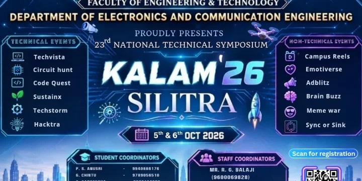 KALAM’26 – SILITRA - 23rd National Technical Symposium poster