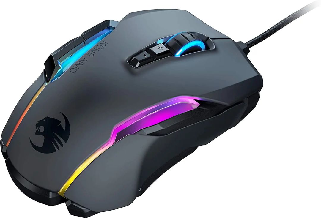 ROCCAT Kone AIMO Remastered PC Gaming Mouse, Optical, RGB Backlit Lighting, 23 Programmable Keys, On