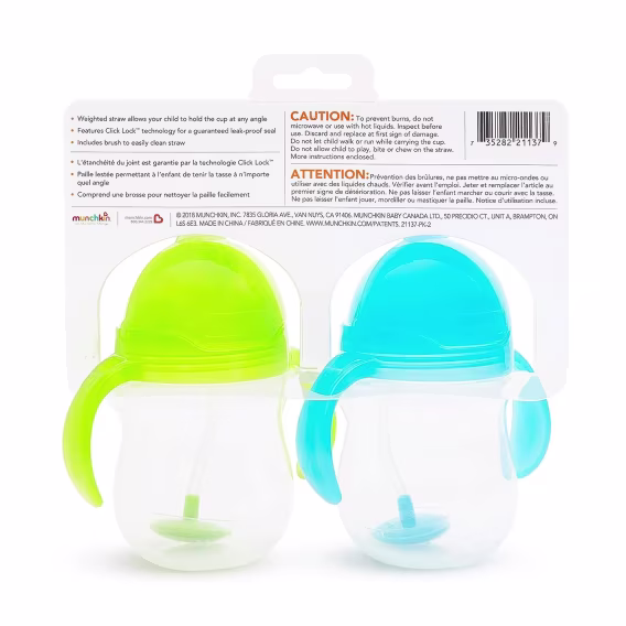 Munchkin Tıklama Kilidi Kapaklı Pipetli Çocuk Suluğu