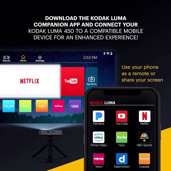 KODAK Luma 450 Taşınabilir Full HD Akıllı Projektör