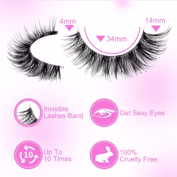 Newcally Kirpikler Vizon Takma Kirpikler Doğal Görünüm