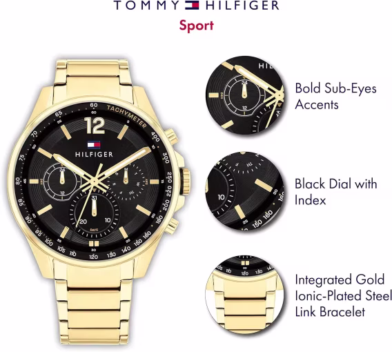 Tommy Hilfiger Erkek Siyah Paslanmaz Çelik Silikon Kayışlı Saat(1791971)